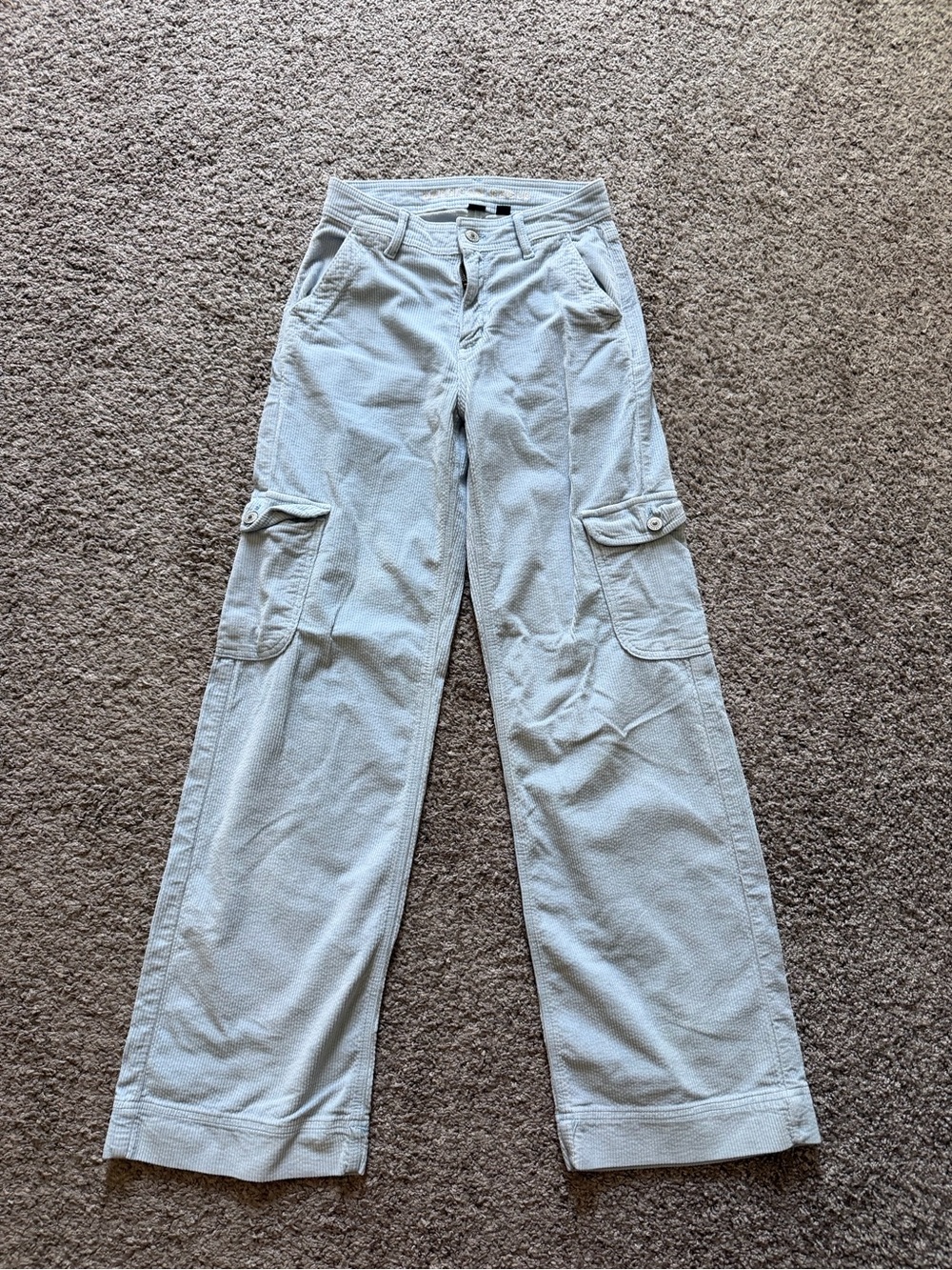 Light Blue Cargo Wide-Leg Pants